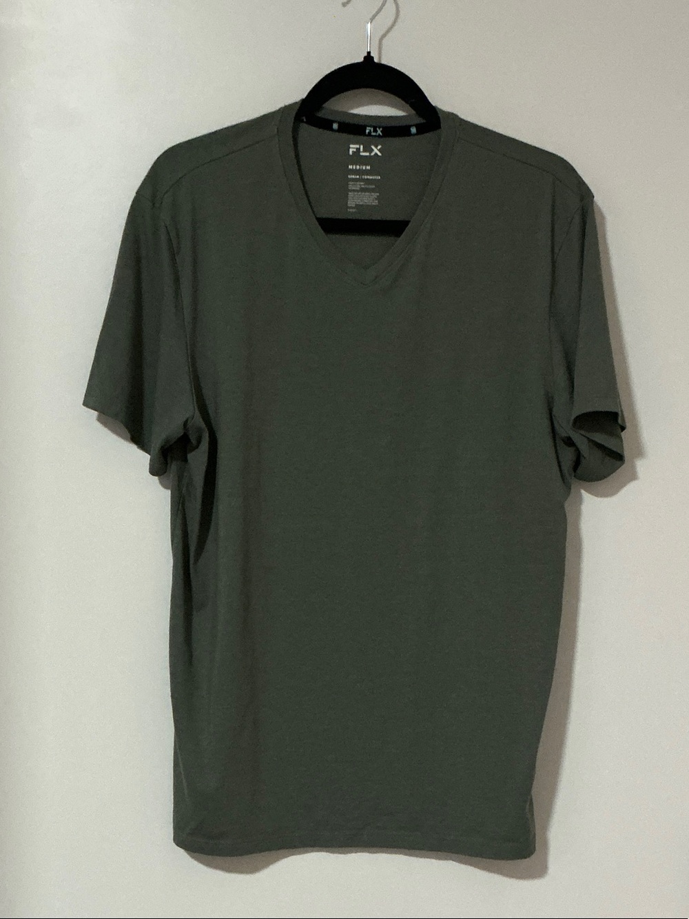 FLX Men's V-Neck Short Sleeve Tee in Olive